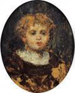 Portrait D'enfant [ ; Portrait 
Of A Child, Most Probably A Study For "a Child In Red" (musee Des 
Beaux-arts, Lyon) ; Oil On Panel, Oval, Signed Lower Right] by Adolphe Joseph Thomas Monticelli
