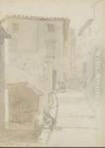 Personnages Dans La Rue, 28 Avril 1844 by Adolphe Joseph Thomas Monticelli