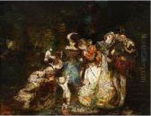 Personnages Dans Les Sous Bois. by Adolphe Joseph Thomas Monticelli