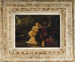 Scene Galante Dans Un Parc by Adolphe Joseph Thomas Monticelli