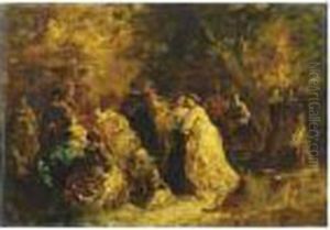 Reunion Dans Un Parc by Adolphe Joseph Thomas Monticelli