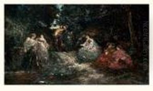 Scene De Parc by Adolphe Joseph Thomas Monticelli