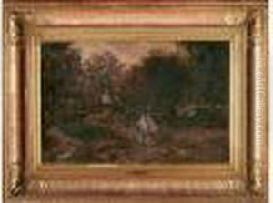 Paysage Aux Environs De Lyon, Circa 1870 by Adolphe Joseph Thomas Monticelli