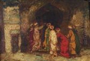 Devant La Mosquee by Adolphe Joseph Thomas Monticelli