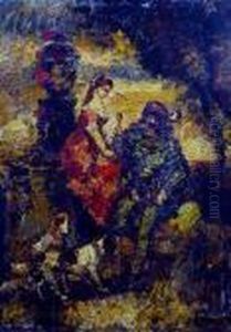 La Conversation. Circa 1872-75 by Adolphe Joseph Thomas Monticelli
