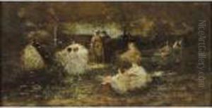 Reunion Dans Un Parc by Adolphe Joseph Thomas Monticelli