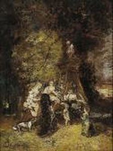 Les Premiers Pas by Adolphe Joseph Thomas Monticelli
