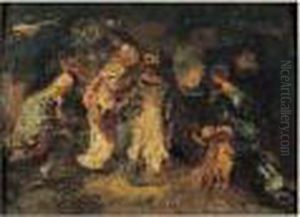 Jeunes Femmes Au Parc by Adolphe Joseph Thomas Monticelli