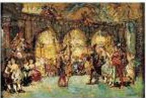Le Bal Masque, Circa 1875 by Adolphe Joseph Thomas Monticelli