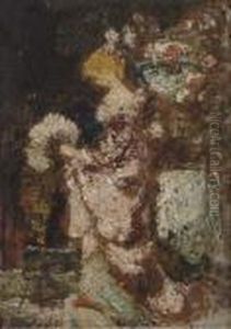 Jeune Femme A L'eventail by Adolphe Joseph Thomas Monticelli