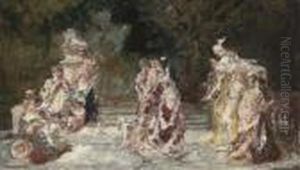 Fete Dans Un Parc by Adolphe Joseph Thomas Monticelli