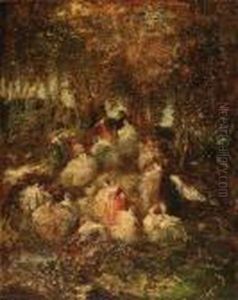 Scne Champtre by Adolphe Joseph Thomas Monticelli