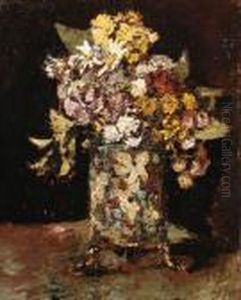 Vase De Fleurs by Adolphe Joseph Thomas Monticelli