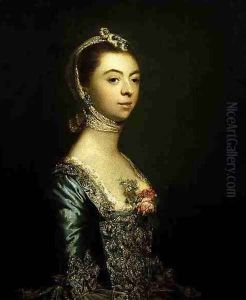 Lady North in a blue and white dress, 1757