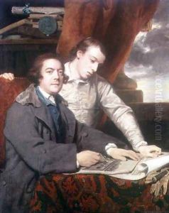 Portrait of James Paine 1717-89 architect, and his son James, 1764