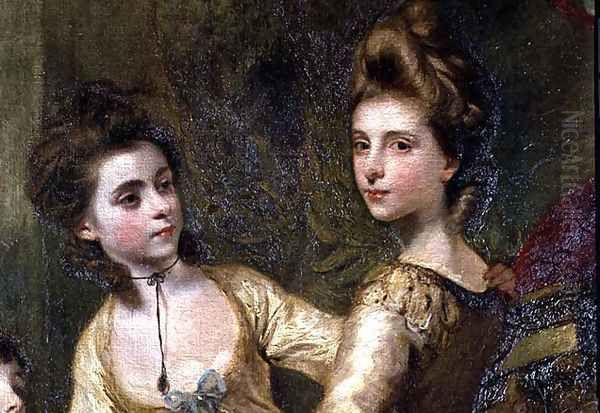 Two Elegant Young Girls, detail from the painting The Fourth Duke of Marlborough and his Family, 1777-78 - view 1