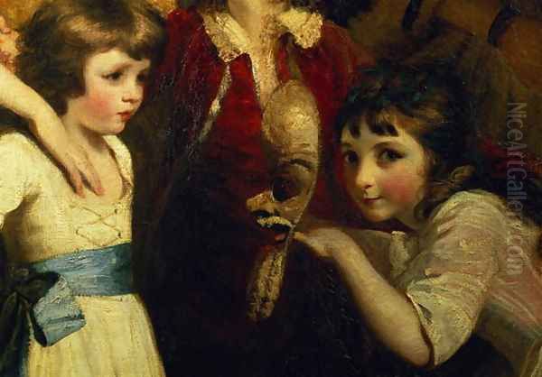 Two Girls, One Playing with a Mask, detail from the painting The Fourth Duke of Marlborough and his family, 1777-78 - view 1