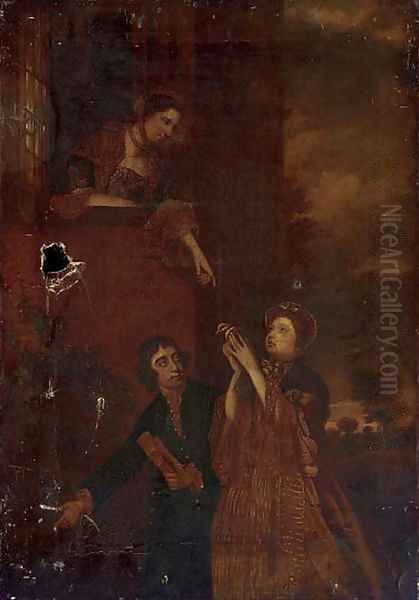 Charles James Fox, Lady Sarah Bunbury and Lady Susan Fox Strangeways in the gardens of Holland House - view 1