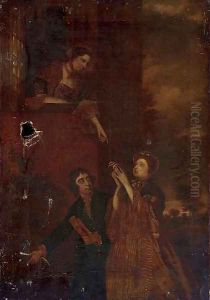 Charles James Fox, Lady Sarah Bunbury and Lady Susan Fox Strangeways in the gardens of Holland House