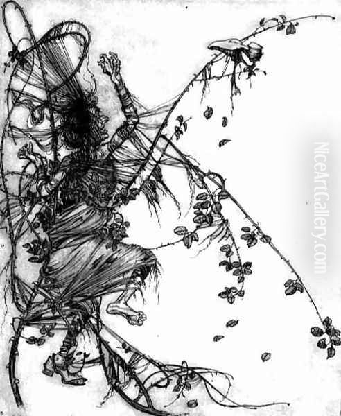 She had to dance whether she liked or not, illustration from Sweetheart Roland, a fairytale by the Brothers Grimm, 1900 - view 1