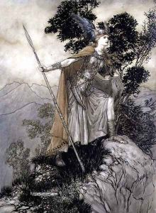 Brunhilde, illustration from The Rhinegold and the Valkyrie by Richard Wagner, 1910 by Arthur Rackham