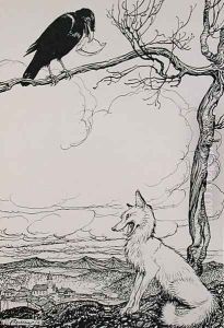The Fox and the Crow, illustration from Aesops Fables, published by Heinemann, 1912 by Arthur Rackham