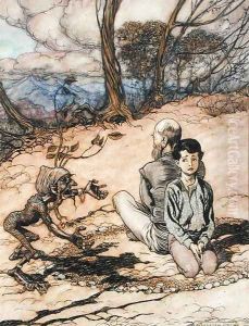 Illustration from The King of the Golden Mountain in 'The Fairy Tales of the Brothers Grimm, Freemantle, 1900 by Arthur Rackham