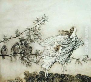 The Fairies have their Tiff with the Birds, 1906 illustration for 'Peter Pan in Kensington Gardens by J.M. Barrie, pub. 1906 by Arthur Rackham