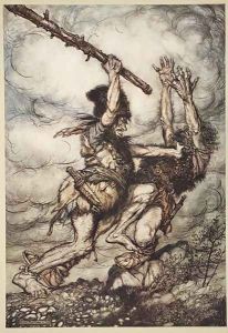 Fafner kills Fasolt, illustration from The Rhinegold and the Valkyrie, 1910 Fafner kills Fasolt, illustration from The Rhinegold and the Valkyrie, 1910