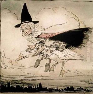 Mother Goose, frontispiece of Mother Goose The Old Nursery Rhymes, pub. by William Heineman, 1913 by Arthur Rackham