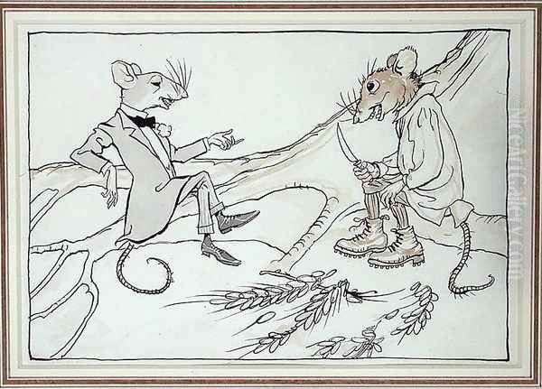The Town Mouse and the Country Mouse, illustration from Aesops Fables, published 1912 - view 1