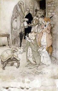 The Hare and the Tortoise, illustration from Aesops Fables, pub. by Heinemann, 1912