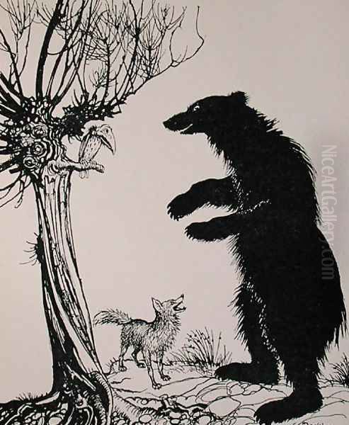 The Bear and the Fox, illustration from Aesops Fables, published by Heinemann, 1912 - view 1