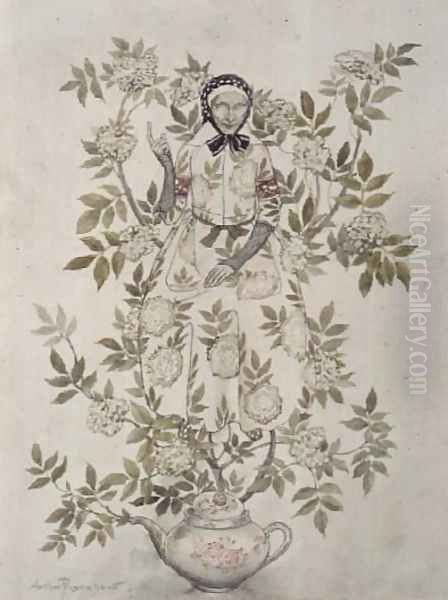 In the Midst of a Tree sat a Kindly-Looking Old Woman, illustration to Elder Tree Mother from Fairy Tales by Hans Christian Andersen 1805-75 published 1932 - view 1