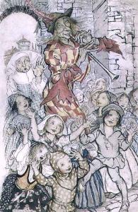 The Pied Piper of Hamelin, illustration for the poem by Robert Browning 1812-89 pub. 1934 by Arthur Rackham