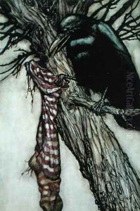 The Crow, illustration from Peter Pan by J.M. Barrie 1860-1937 by Arthur Rackham