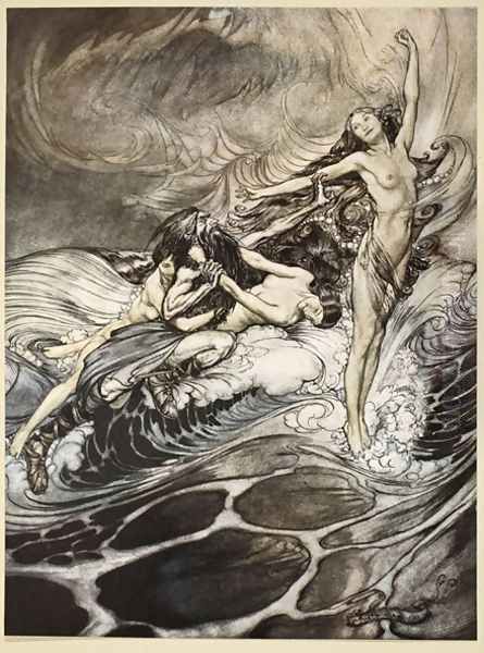 The Rhinemaidens obtain possession of the ring and bear it off in triumph, illustration from Siegfried and the Twilight of the Gods, 1924 - view 1