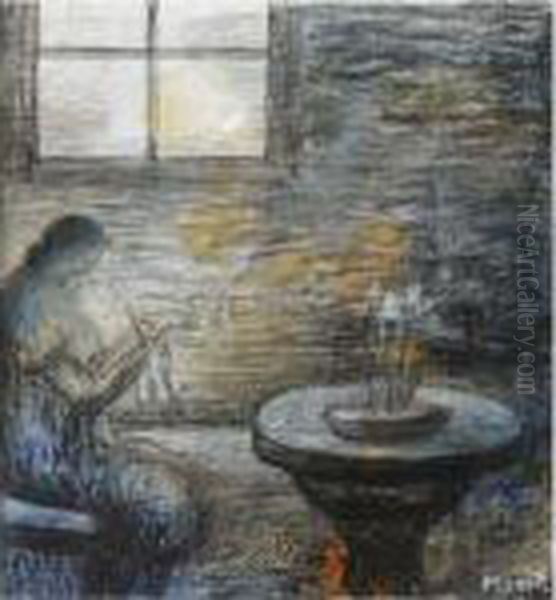 Woman Knitting - view 1