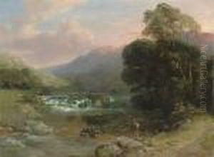 Fishing On The Wye, Monsaldale by Henry Moore