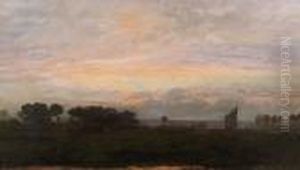 Sailing Barge At A Lock At Sunset
