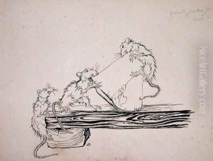 Rats...ate the cheese out of the vats, illustration from The Pied Piper of Hamelin, version by Robert Browning, published 1934 by Arthur Rackham