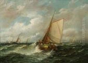 Vessels At Sea by John Moore Of Ipswich