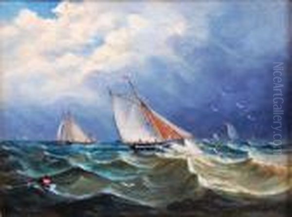 Sailing Boats On Choppy Seas - view 1