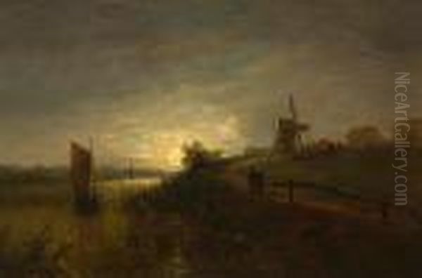 Moonlit River Landscape - view 1