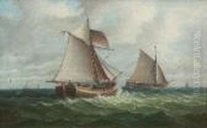 Shipping Vessels At Sea by John Moore Of Ipswich