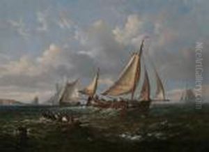 Dutch Fishing Boats And Other Vessels Off The Coast
