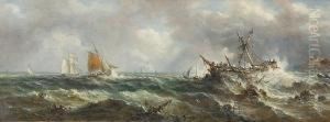Boats In Rough Seas Off The Coast