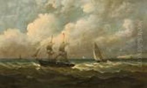 Shipping Off The Coast by John Moore Of Ipswich