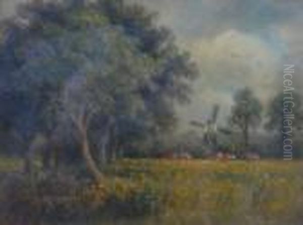 Cattle Grazing With Windmill Beyond - view 1