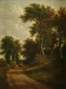Womenreturning Home Horse And Cart On A Lane A Pair